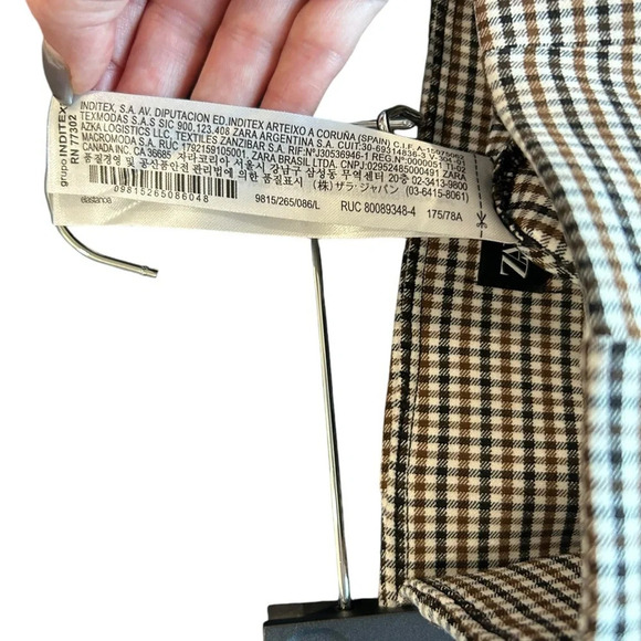 Zara Women’s Gingham Fitted Side Zip Trousers in Black/Brown/White Size L - Picture 9 of 10